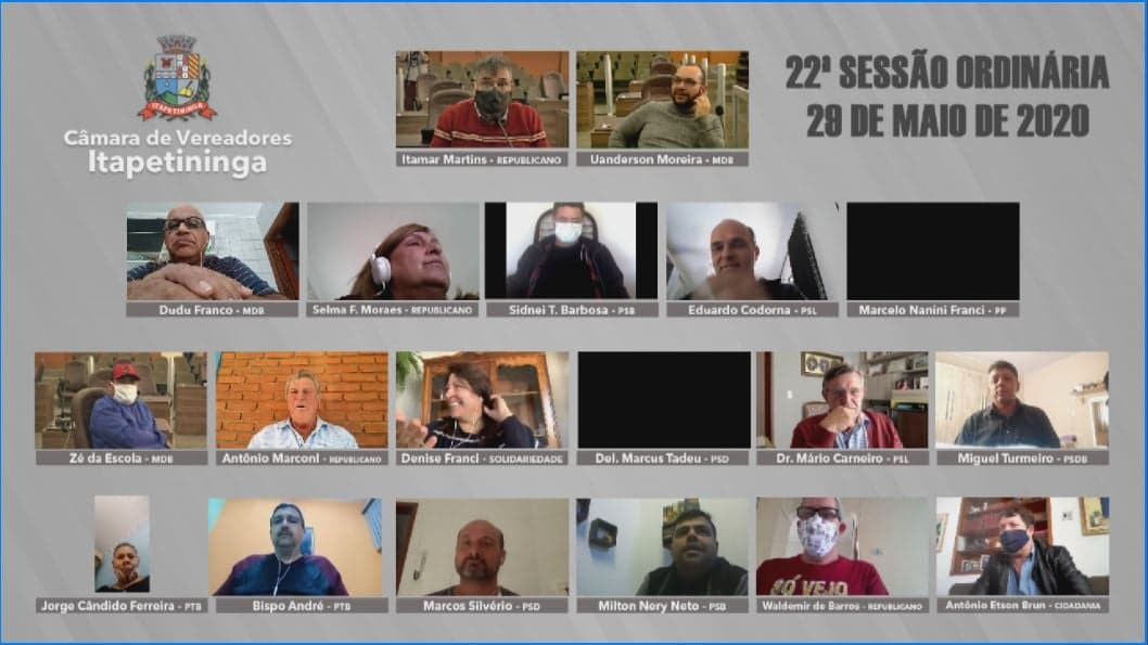 Sessões da Câmara serão realizadas por videoconferência